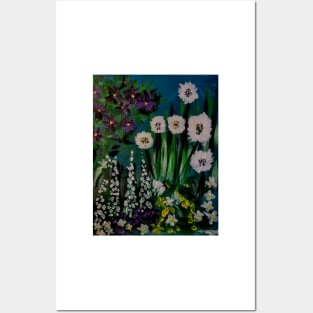 Some wild abstract mixed wild flowers in the field Posters and Art